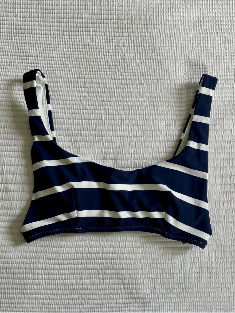 Aerie Striped Navy White Scoop Bikini Top NWT